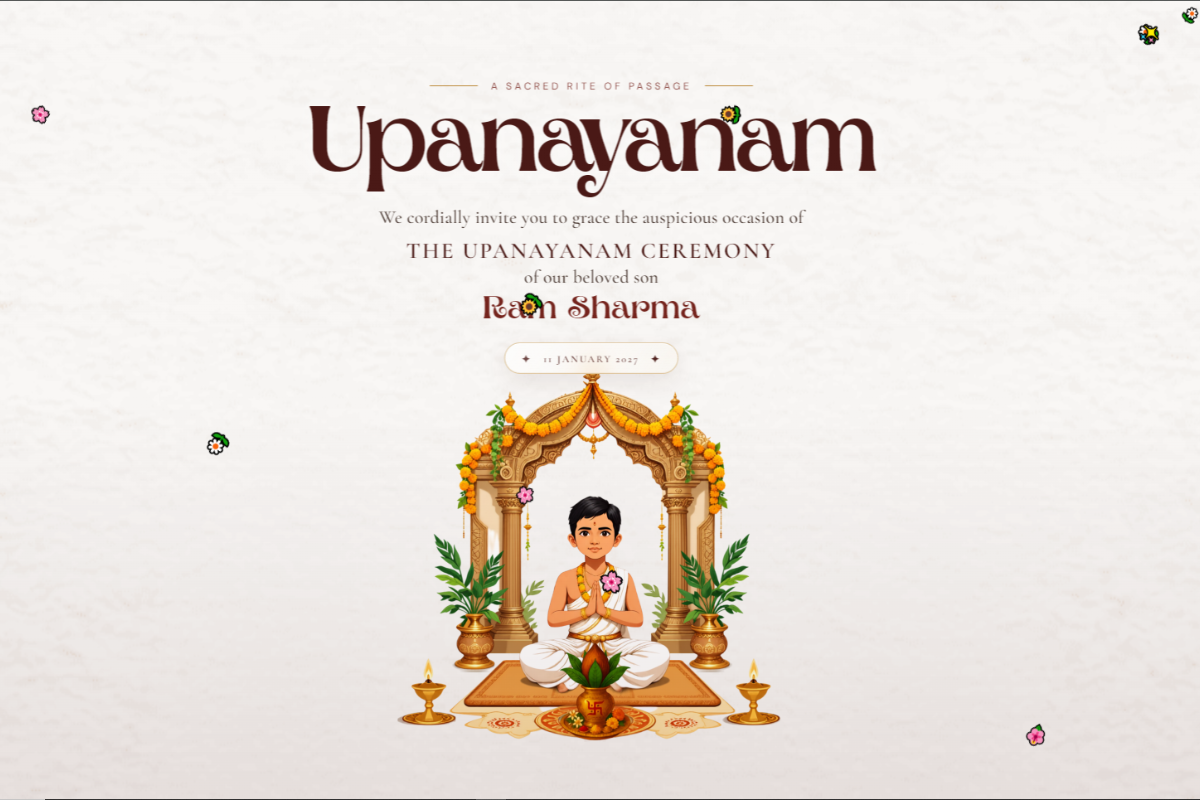 Digital Upanayanam invitation website preview